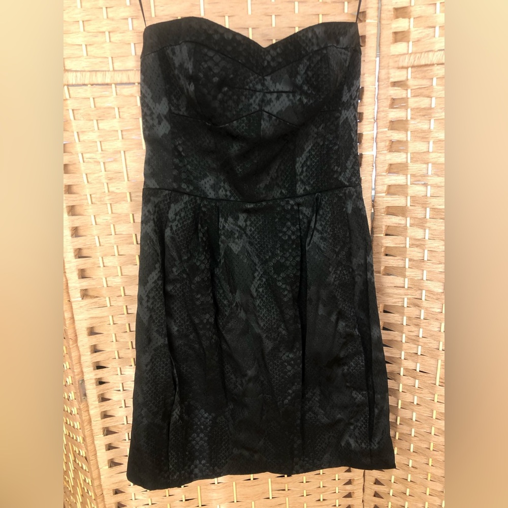 Strapless Rebecca Taylor Black Python Dress sz 4